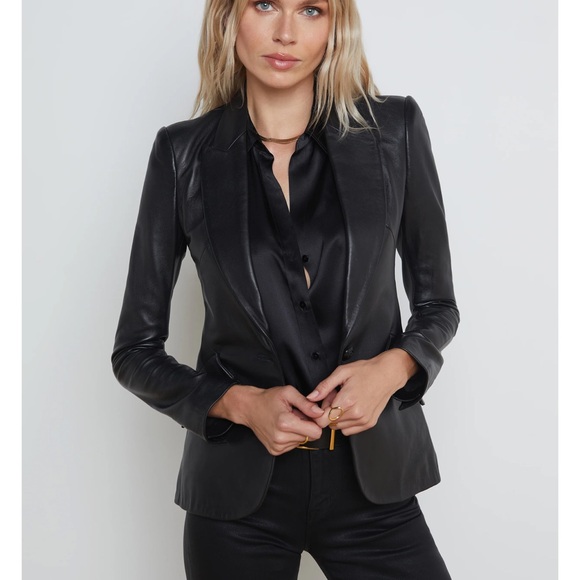 L’AGENCE leather Chamberlain Blazer size 8 - Picture 6 of 8